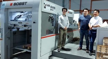 Jeff and the team w BOBST machine